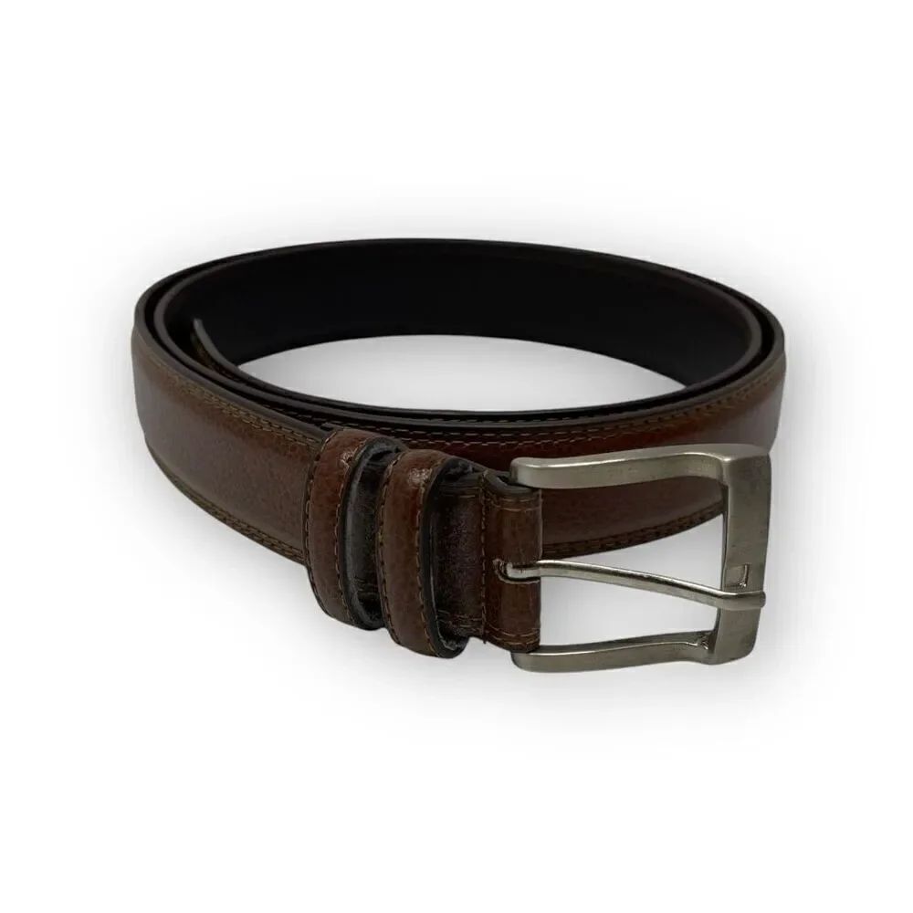 Florsheim Brown Leather Belt Silver Buckle Made In Mexico Men’s Size 44”